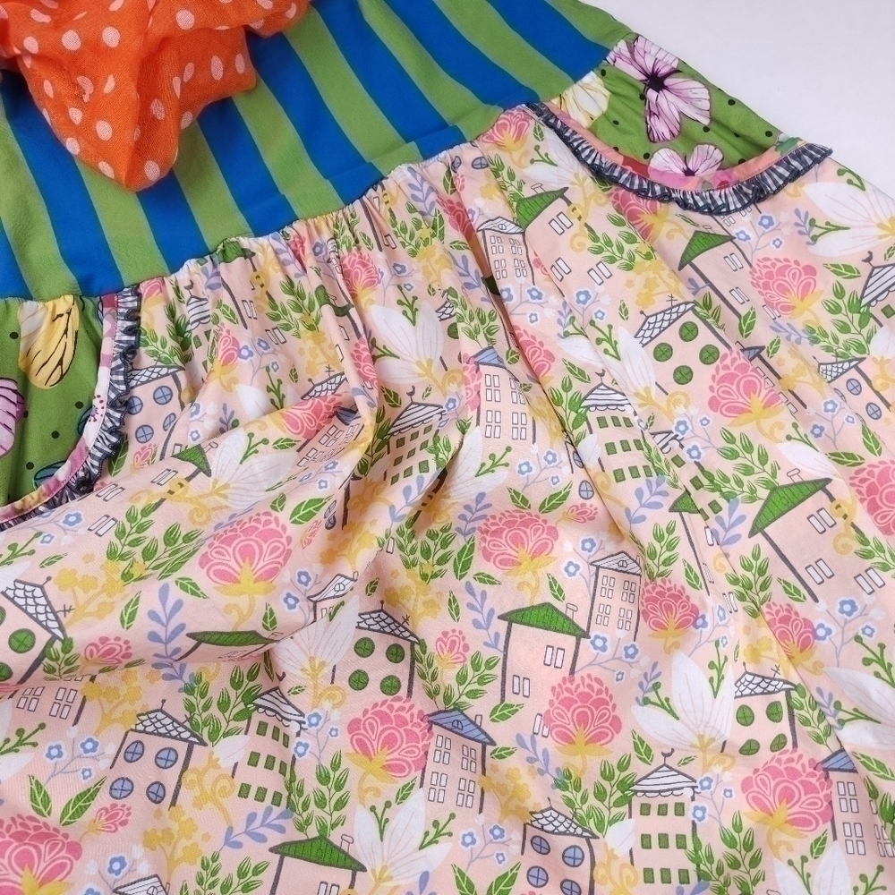 New Matilda Jane Pink Floral Green Blue Boho Striped High Waist Skirt Sz… - Picture 6 of 12